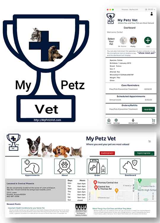  Desktop and Mobile Screen Sizes plus Logo MyPetzVet